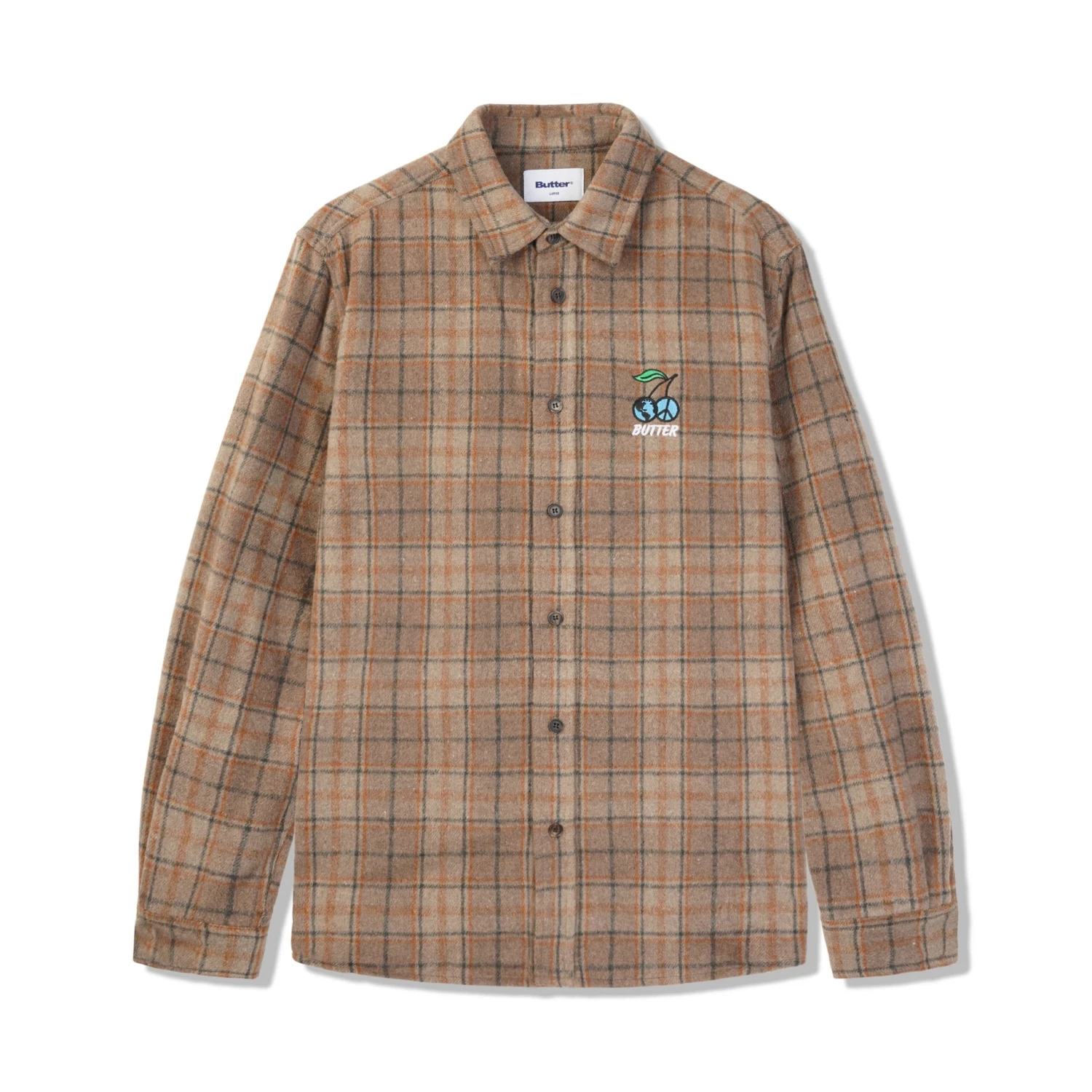 Cherry Flannel Shirt, Taupe 3 Cherry Flannel Shirt, Taupe