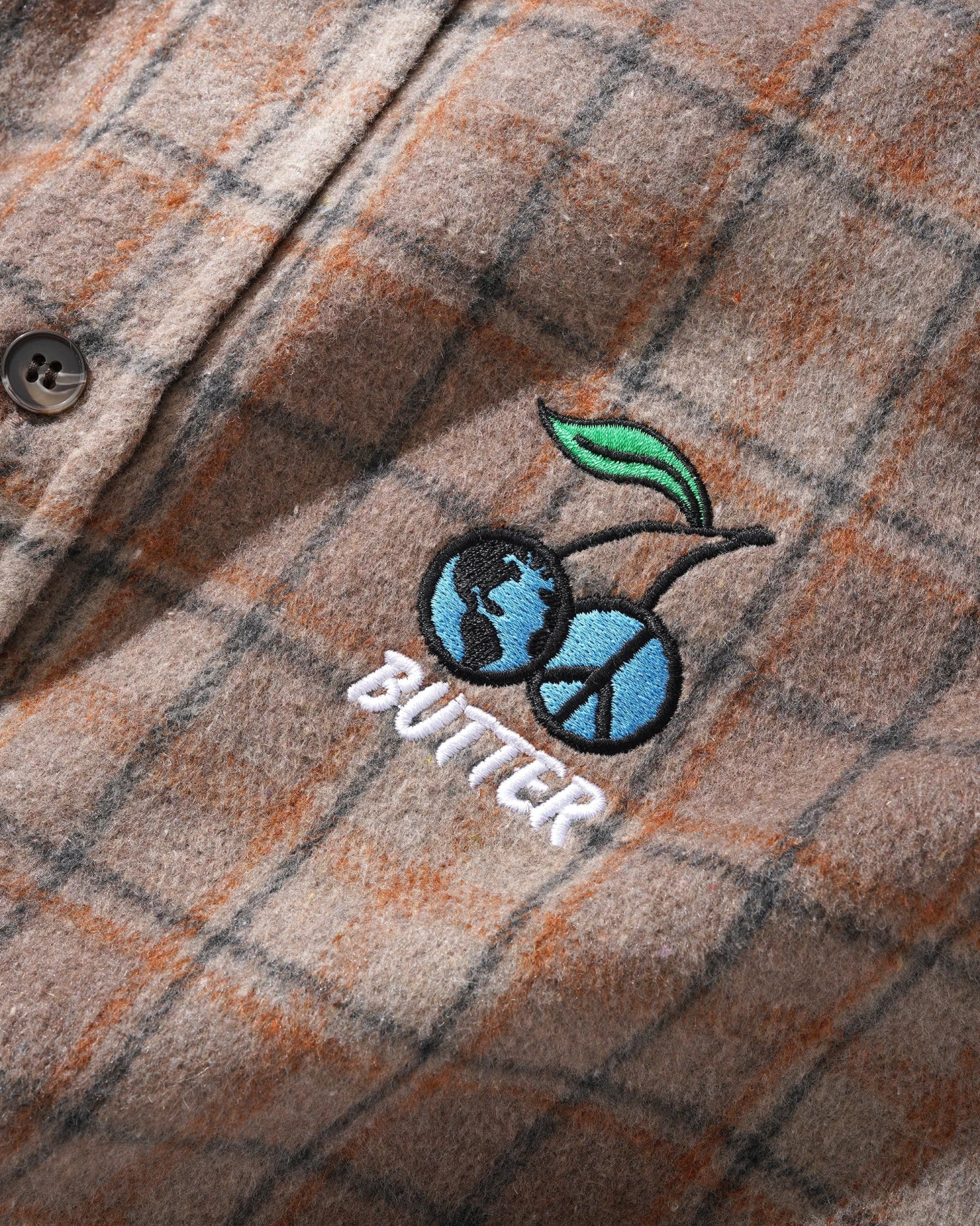 Cherry Flannel Shirt, Taupe 4 Cherry Flannel Shirt, Taupe - Image 2