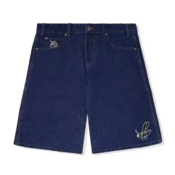 Critter Baggy Denim Shorts, Dark Indigo