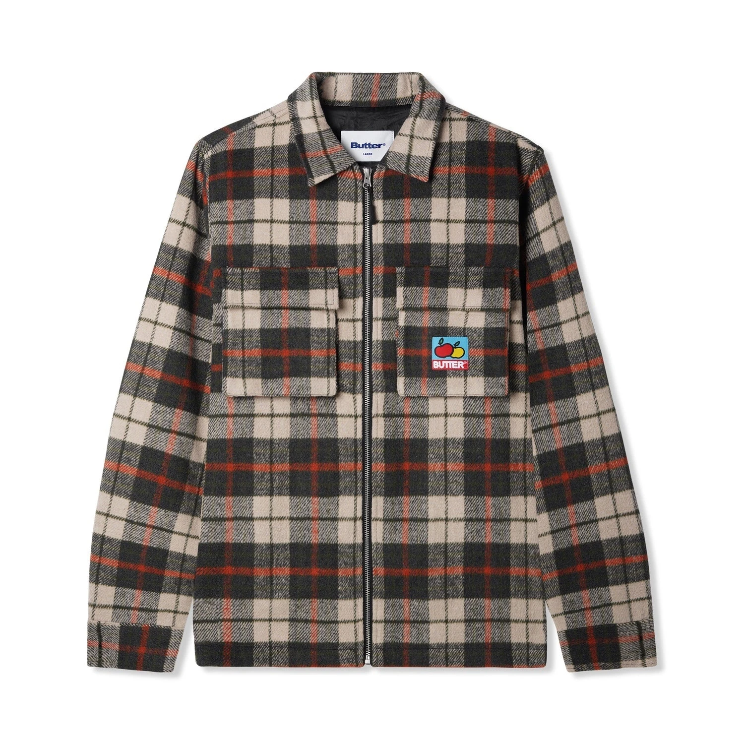 Grove Plaid Overshirt, Natural / Midnight / Red 3 Grove Plaid Overshirt, Natural / Midnight / Red