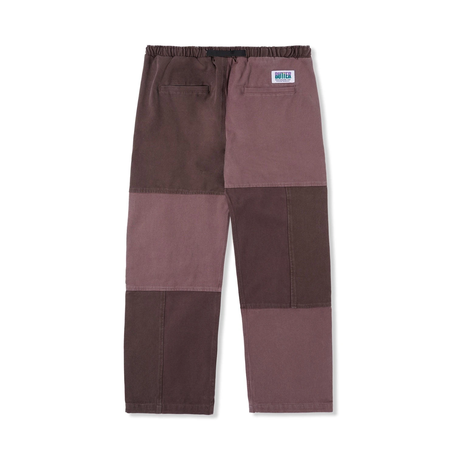 Washed Canvas Patchwork Pants, Washed Burgundy 4 Washed Canvas Patchwork Pants, Washed Burgundy - Image 2