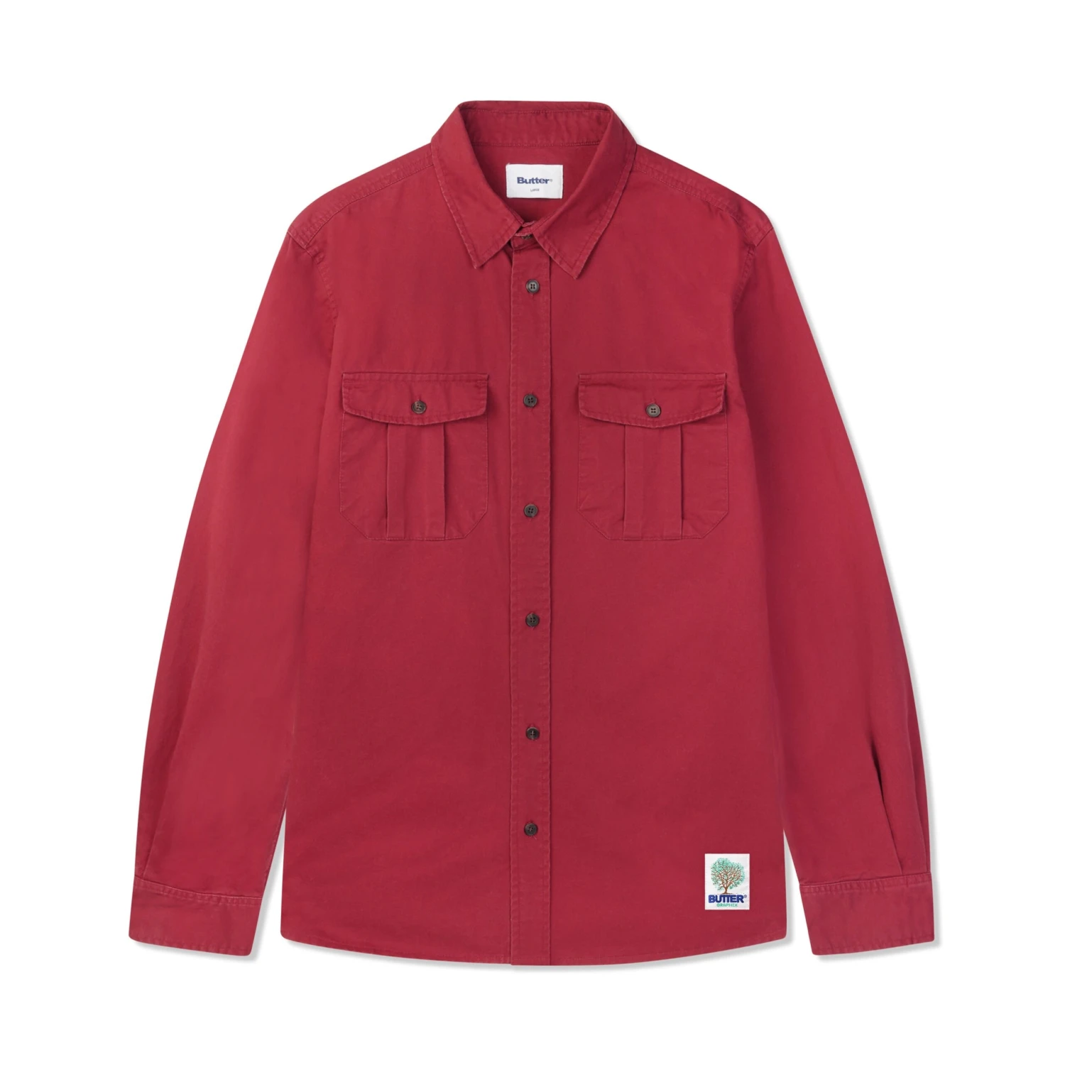Washed Pocket L/S Shirt, Burnt Red 3 Washed Pocket L/S Shirt, Burnt Red