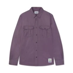 Washed Pocket L/S Shirt, Eggplant