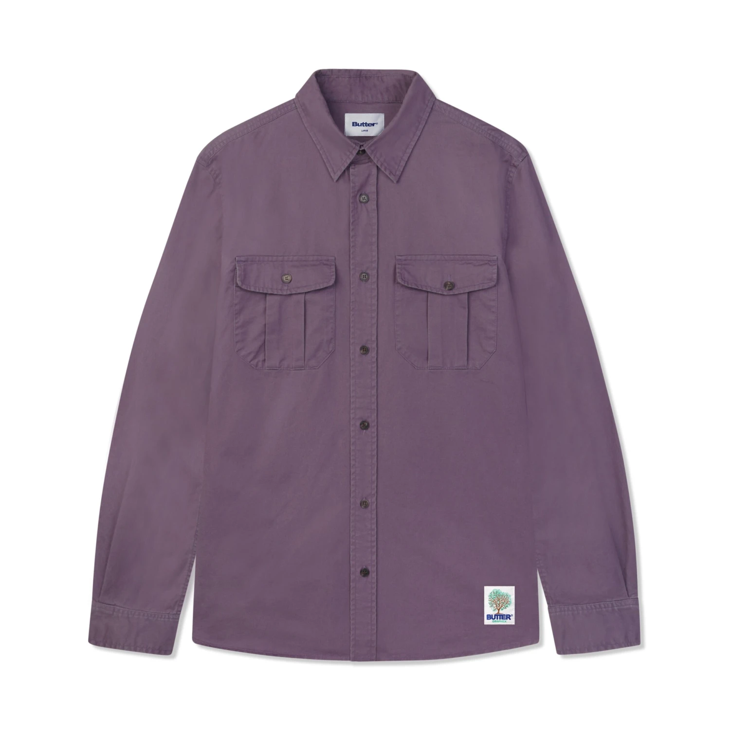 Washed Pocket L/S Shirt, Eggplant 2 Washed Pocket L/S Shirt, Eggplant